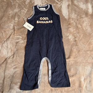 MINI MIOCHE 'Cool Bananas' Blue Cotton Sleeveless Snap Bodysuit - Size 1/2